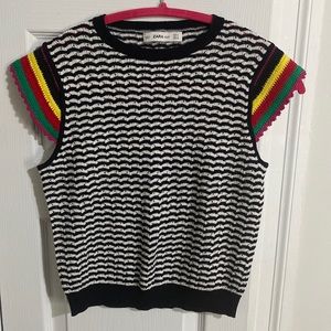 ZARA multi colored graphic knit top, size M